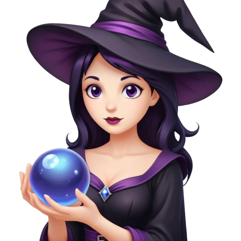 Beautiful Witch with magic ball emoji
