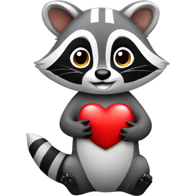 Raccoon holding a heart emoji