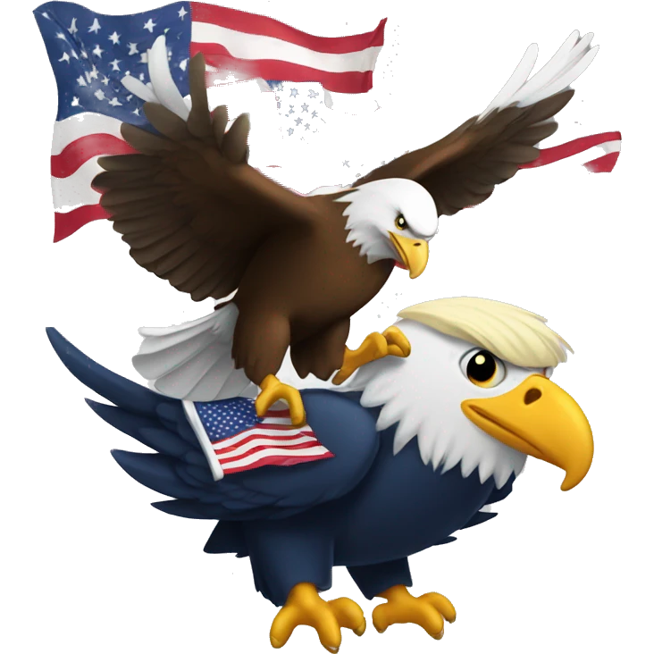 Trump flying a bald eagle with an American flag  emoji