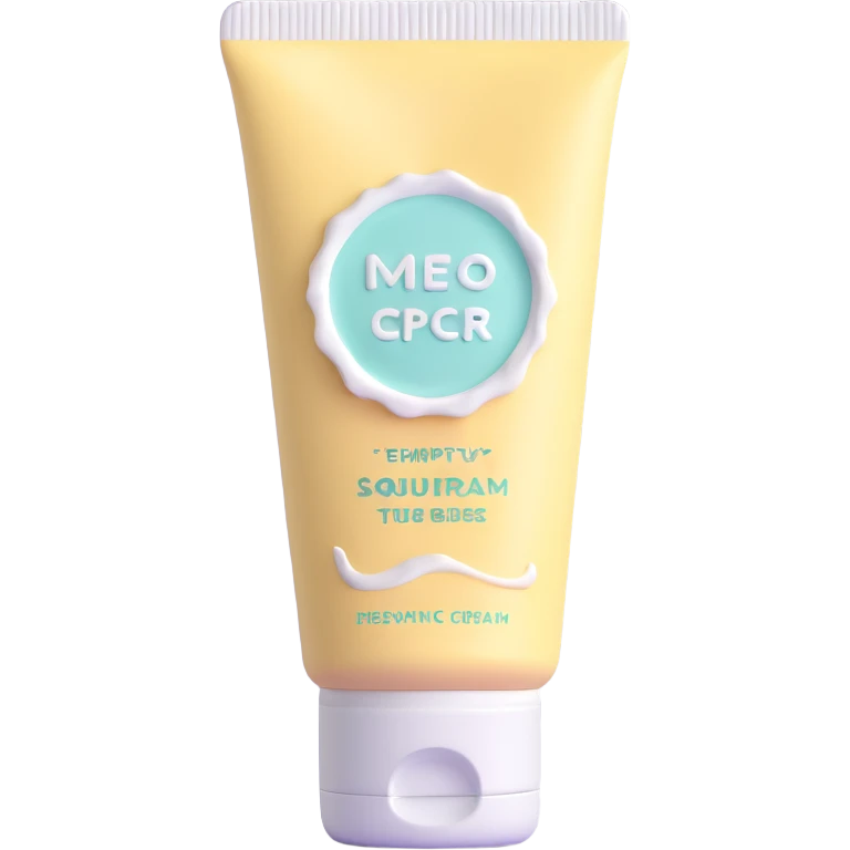 empty crumpled hand cream tube, pastel colors, very squished and wrinkled, cap on emoji