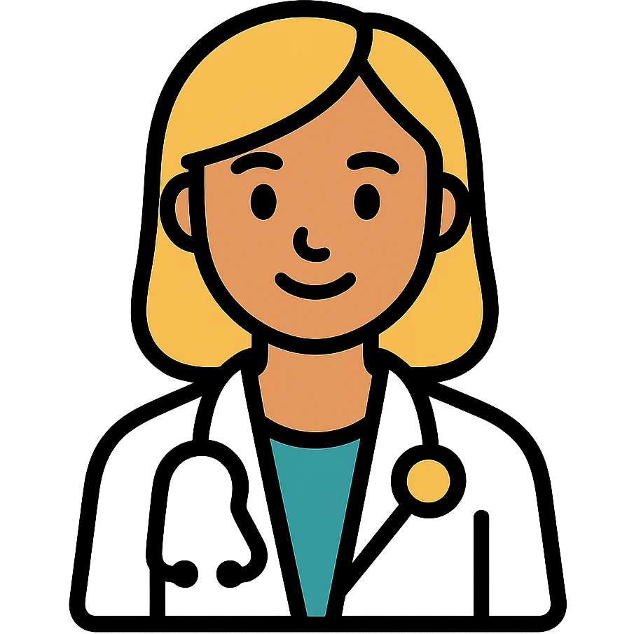 Latina doctor with light blonde hair, professional and friendly emoji