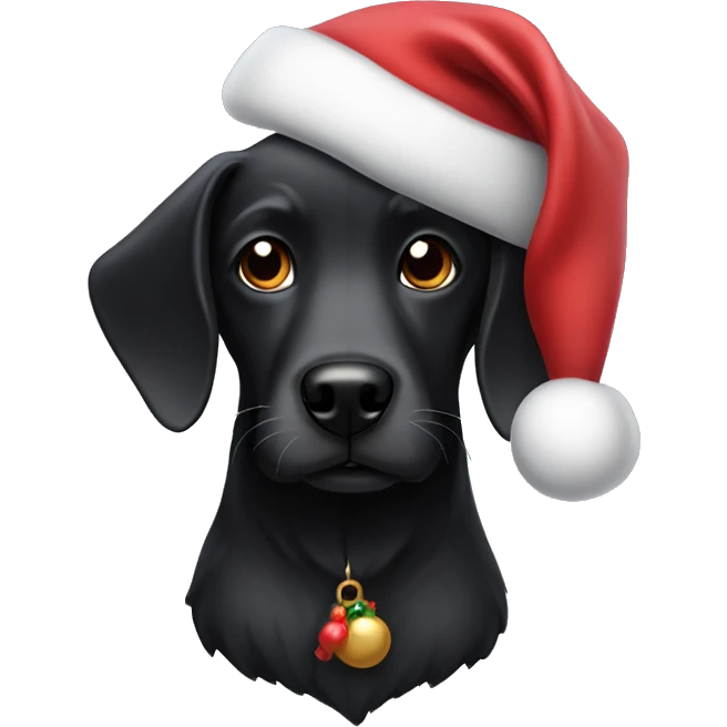 Black dog with santa hat emoji