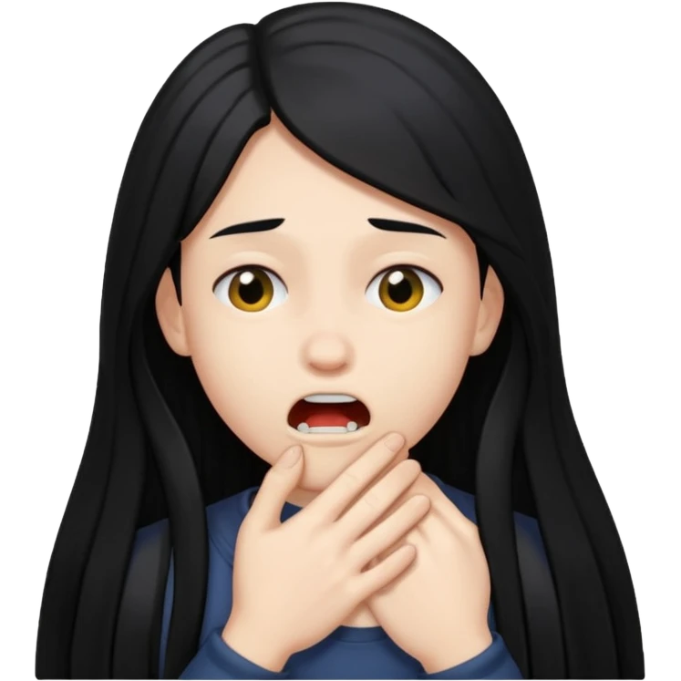 person choking themselves with black long hair  emoji