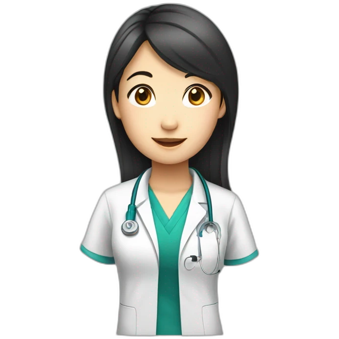 medical asian girl student with earphone emoji