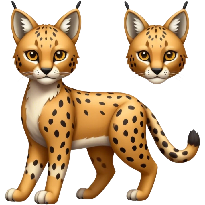 Cute cool bobcat-lynx-cheetah-caracal-leopard-hybrid-Fakemon full body with patterns and markings emoji