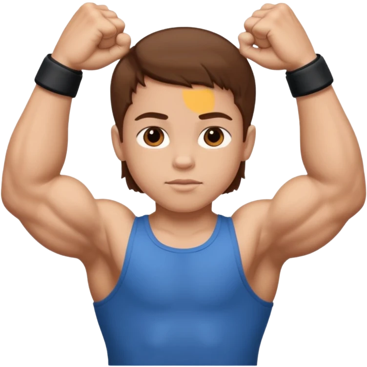 Bambino con capelli marroni e grande bicipite  emoji