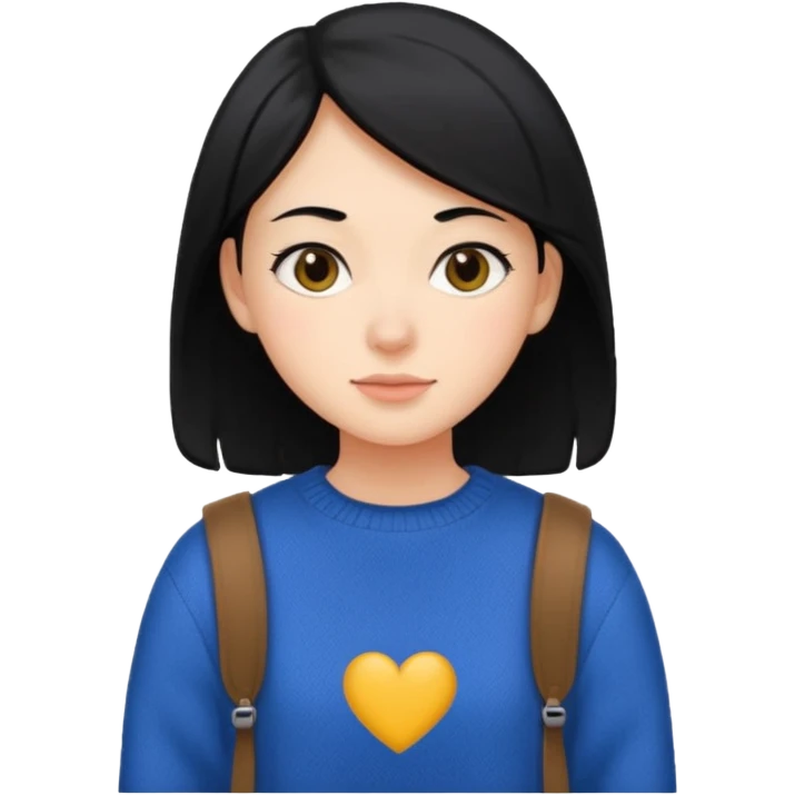 a female college student, and black hair, no back pack emoji