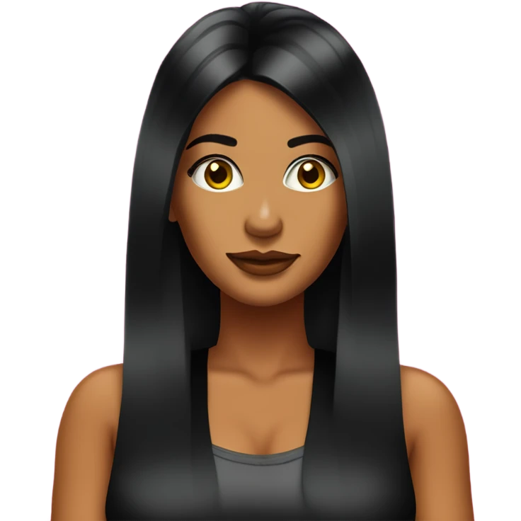 Tanned woman with long black hair dressed in Y2K hair, makeup, and neon attire emoji