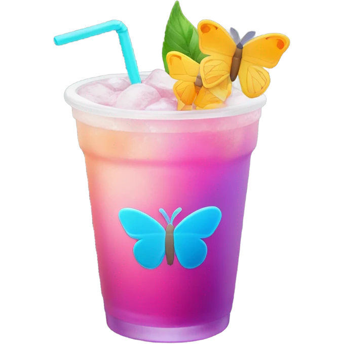 iced colorful drink with butterfly logo  emoji