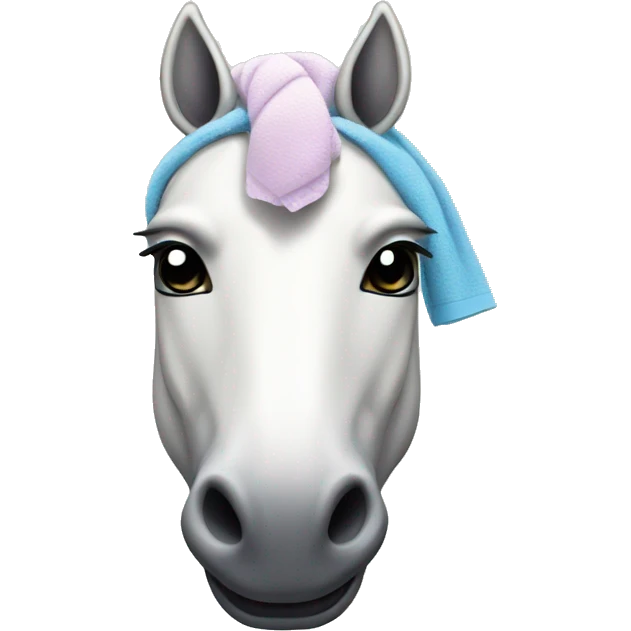 unicorn with towel on its head emoji