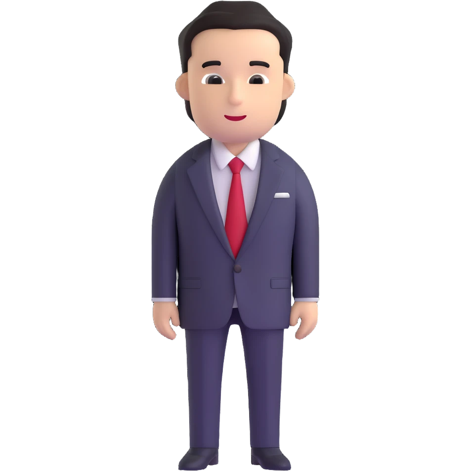 man wearing a suit with black horizontal stripes and a red tie emoji