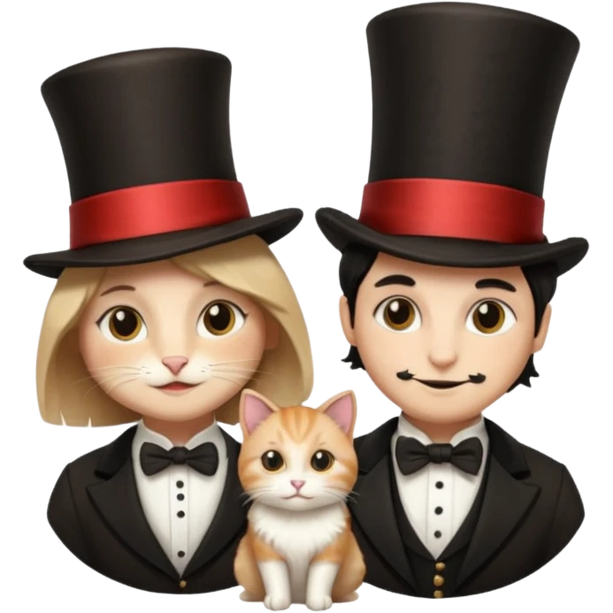 magician couple and their pet cat emoji
