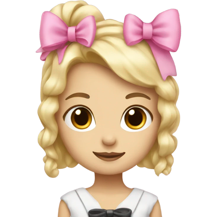 Blonde girl with boba and pink bow emoji