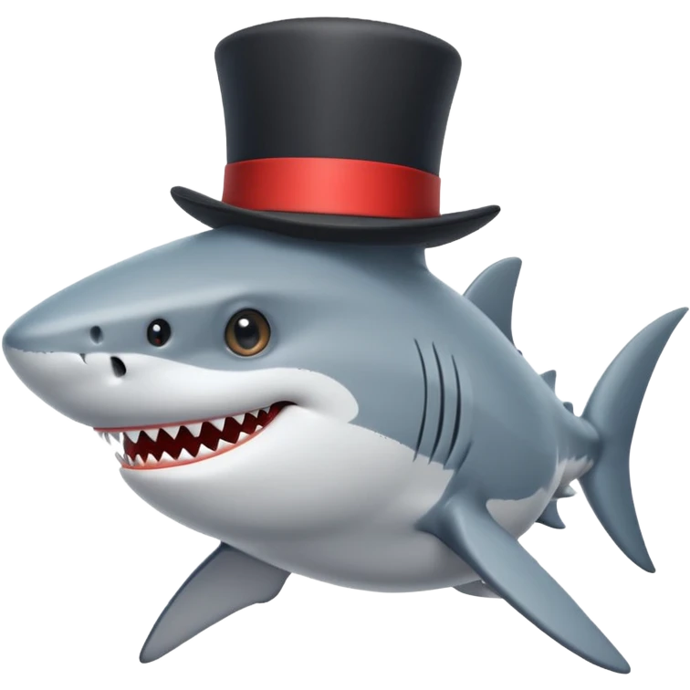 Shark with a top hat emoji