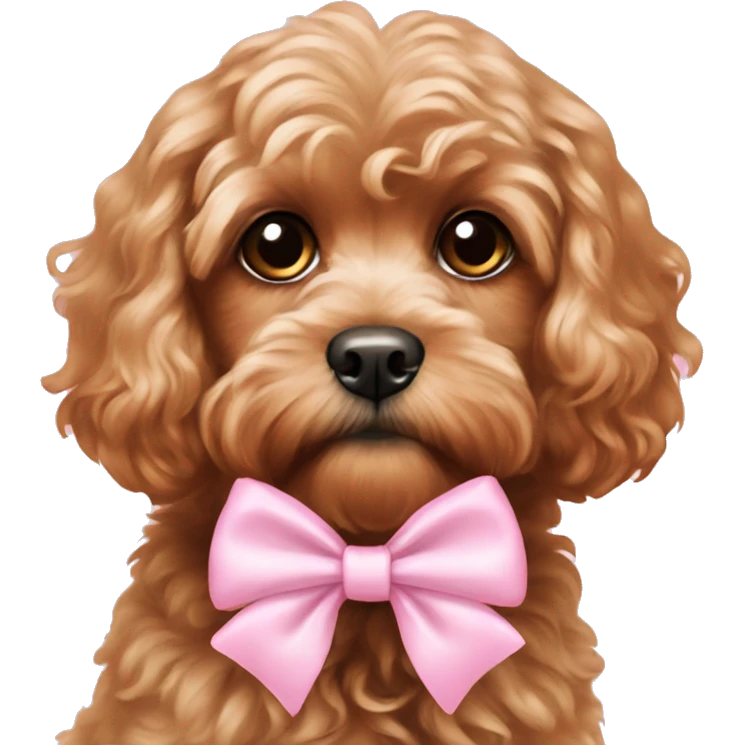 Cavapoo with baby pink bow emoji