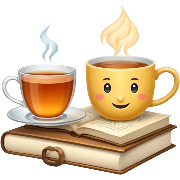 ethereal books and tea or coffee emoji