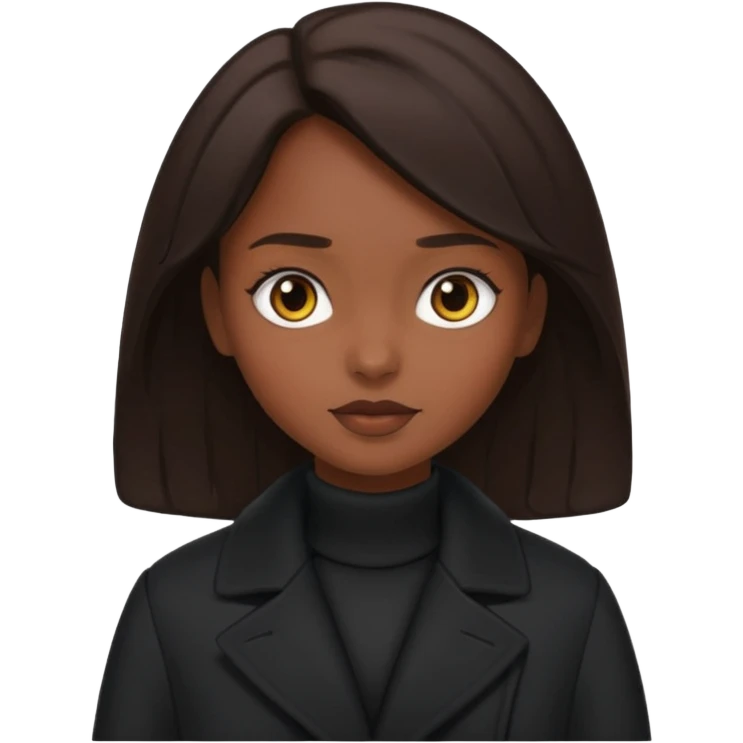 GAROTA MORENA COM PELE MORENA COM CABELO PRETO E CASASACO PRETA emoji