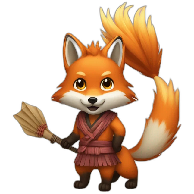 fox with fan of 9 tails emoji