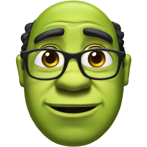 A shrek with glasses with a black beard  emoji
