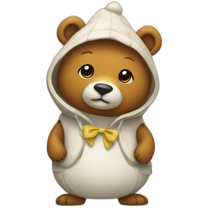 Bear wearing duck costume emoji