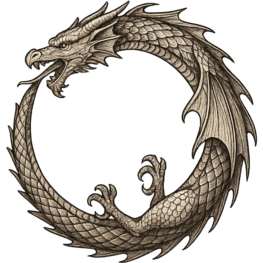 intricate ouroboros dragon forming a circle, mythological style, detailed and elegant emoji