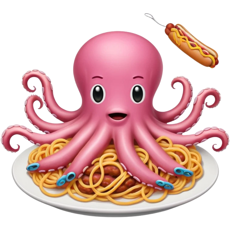 pink spaghetti slop octopus hot dog  emoji