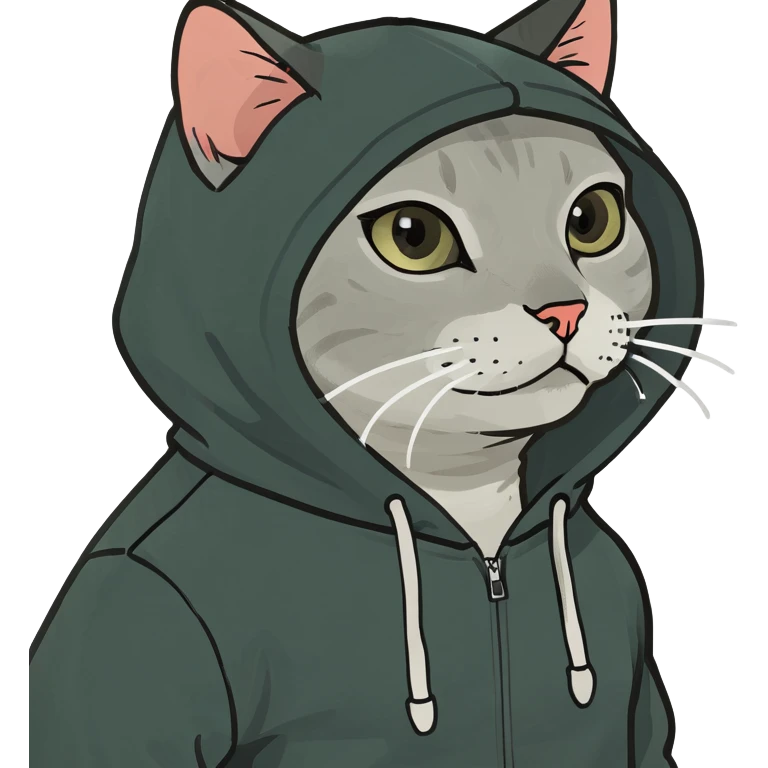 Cat wearing a hoddie emoji