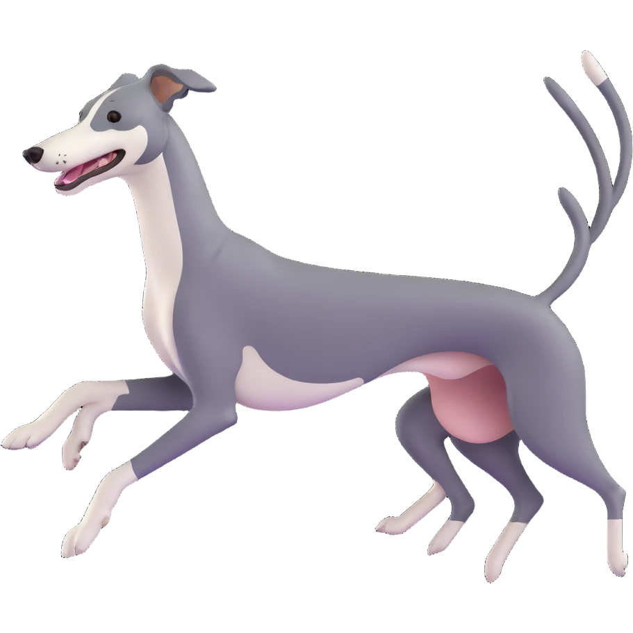 full body greyhound dog playful pose, iOS 18 look emoji