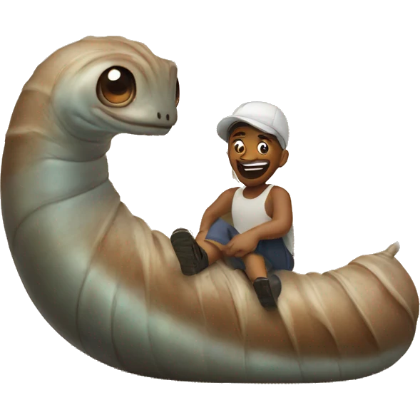 Guy riding a Dune worm emoji
