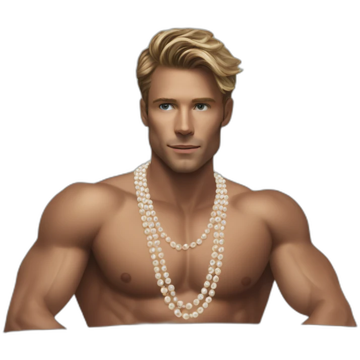 Posh-muscle-boy-pearl-necklace-bathtub emoji