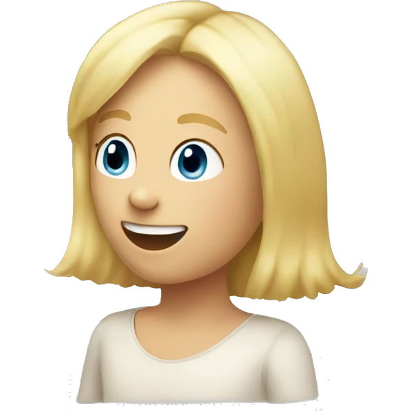 talking blondchild with speech bubble near emoji