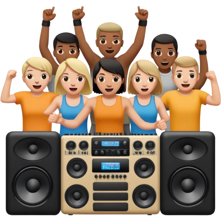 people moshing against a big soundsystem emoji