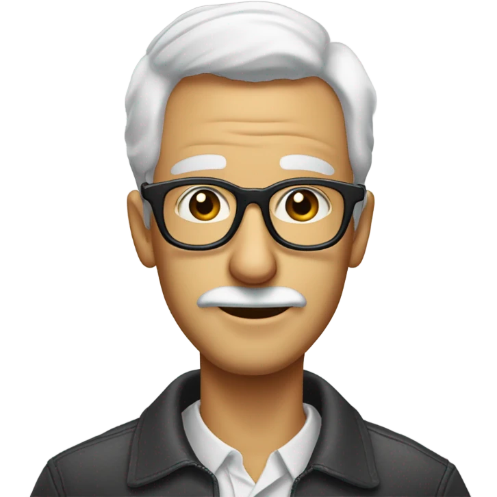 man's face with big nose and oval glasses who has skinny jawline and a tuft of white hair on his jawl emoji