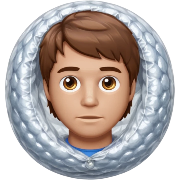 Brown haired man wrapped in bubble wrap emoji