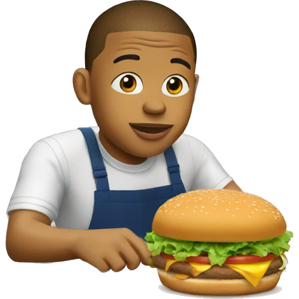 Mbappe qui mange un burger emoji