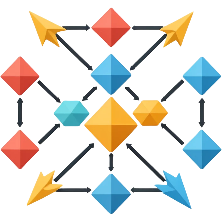 block diagram with arrows connecting shapes emoji
