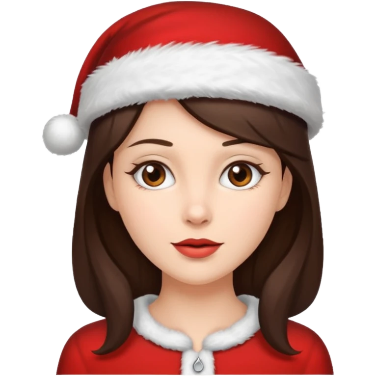brunette woman with wearing Santa emoji