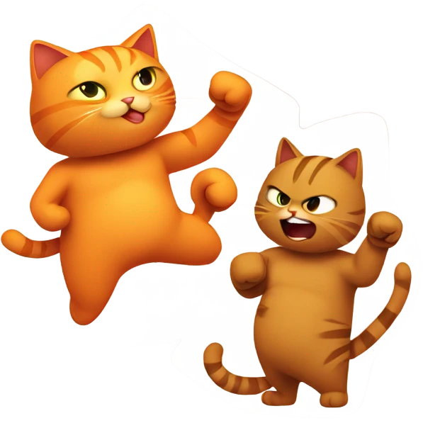Orange cat and brown cat in a boxing fight emoji