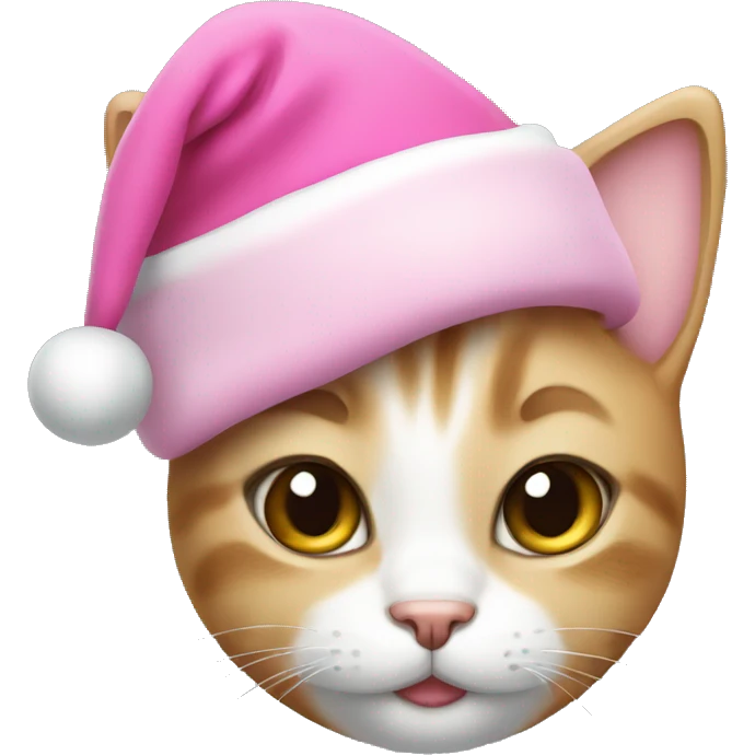 cute cat with pink christmas hat emoji