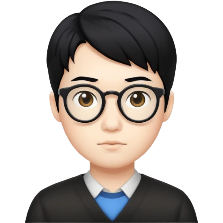 asian nerd with black hair  emoji