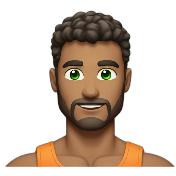 a bold muscolar guy with green eyes emoji