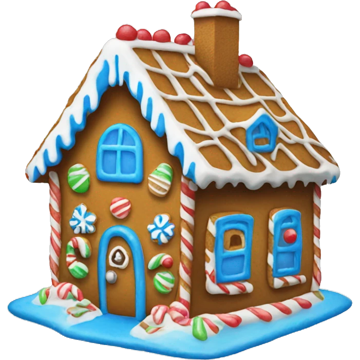 Gingerbread house with blue frosting  emoji