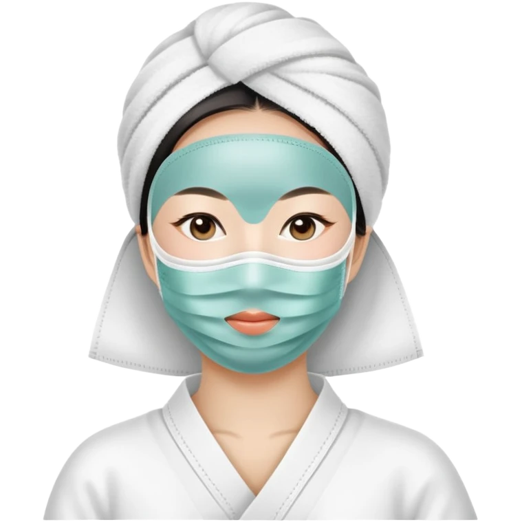 Lady with face mask spa beauty full face relaxing emoji