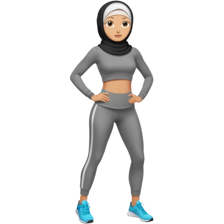 High resolution full body of a girl wearing a hijab and is a fitness trainer emoji