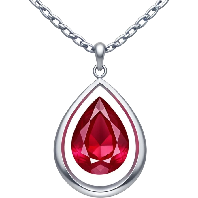 silver chain suspending ruby teardrop, dynamic vortex of light and energy inside, symbolizing awakening emoji