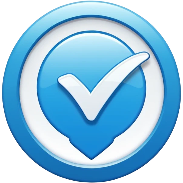 Bright blue verified badge, white checkmark, clean icon, transparent background --ar 1:1 emoji