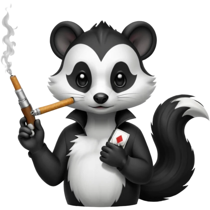 skunk smoking a cigarette with a gun emoji