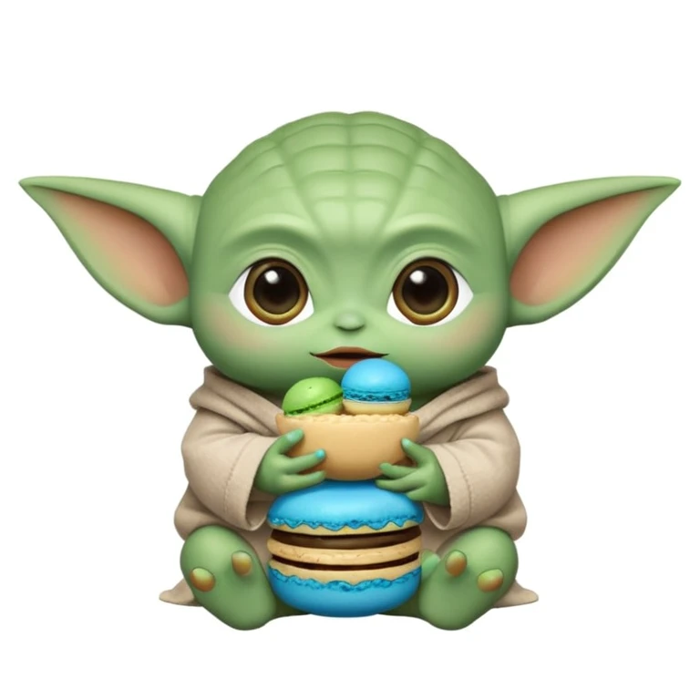 baby yoda eating a blue macaroon  emoji