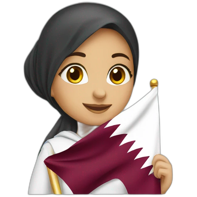 Arabic girl holding Qatar flag emoji