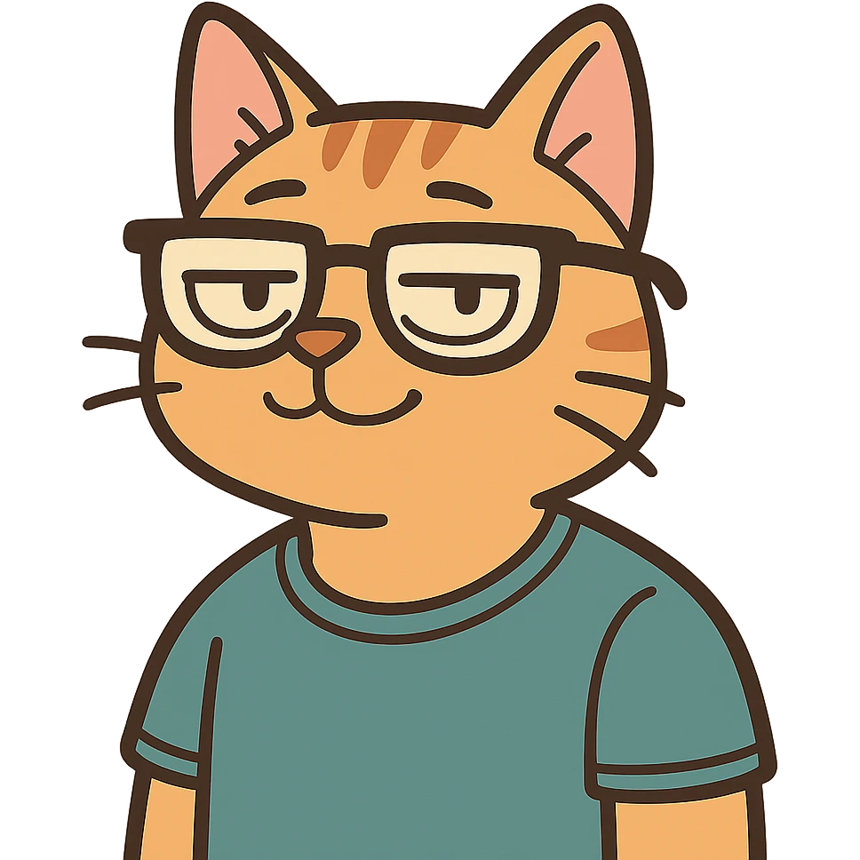 cool cat with glasses, cartoon style, relaxed vibe emoji